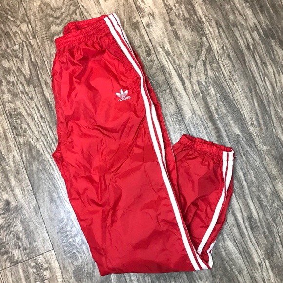 adidas Other - Adidas Men's Red 3 Stripe Trefoil Track Pants Cuff